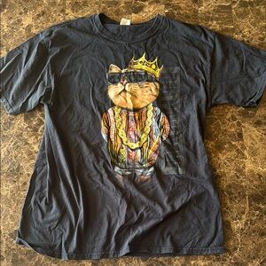 Graphic Cat T-Shirt with Crown and Sunglasses